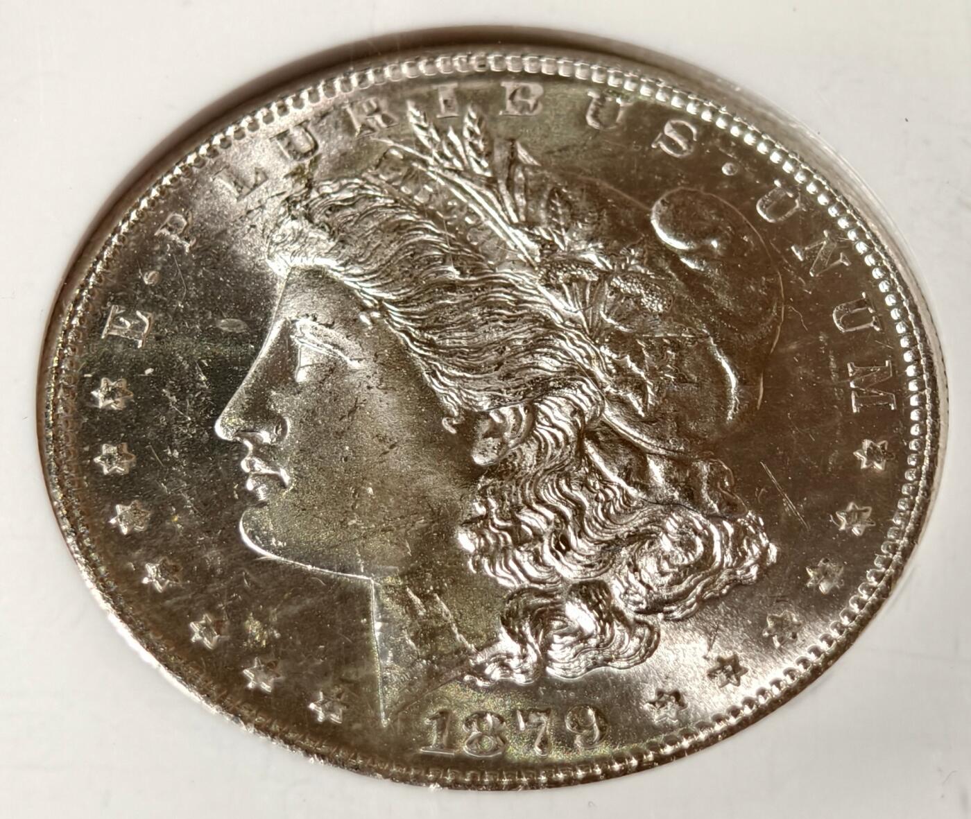 紫瑗钱币——第444期 美国 1879年 S版 摩根 大头妹 1美元 银币 NGC MS63
