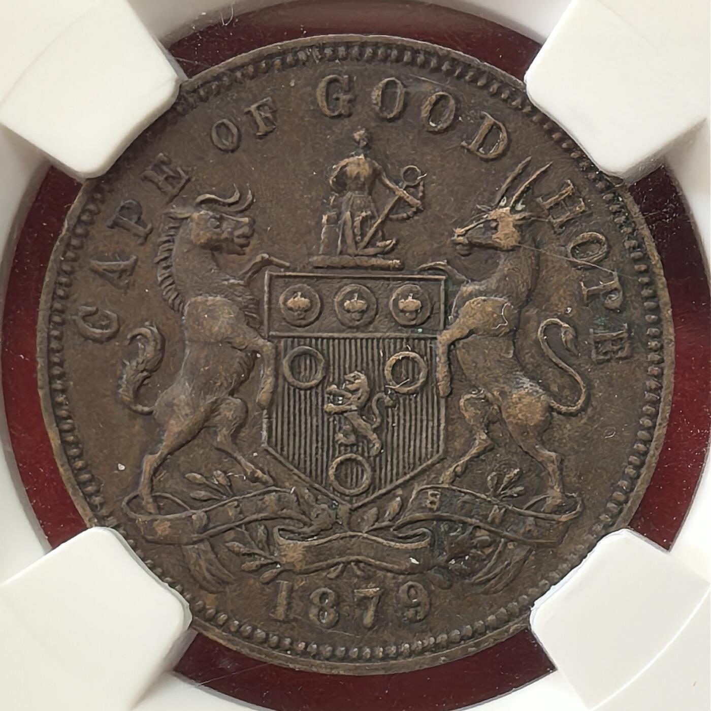 FXS世界钱币微拍第二百八十七期 1879南非好望角IRWIN半便士代用币NGC-AU55珍稀！