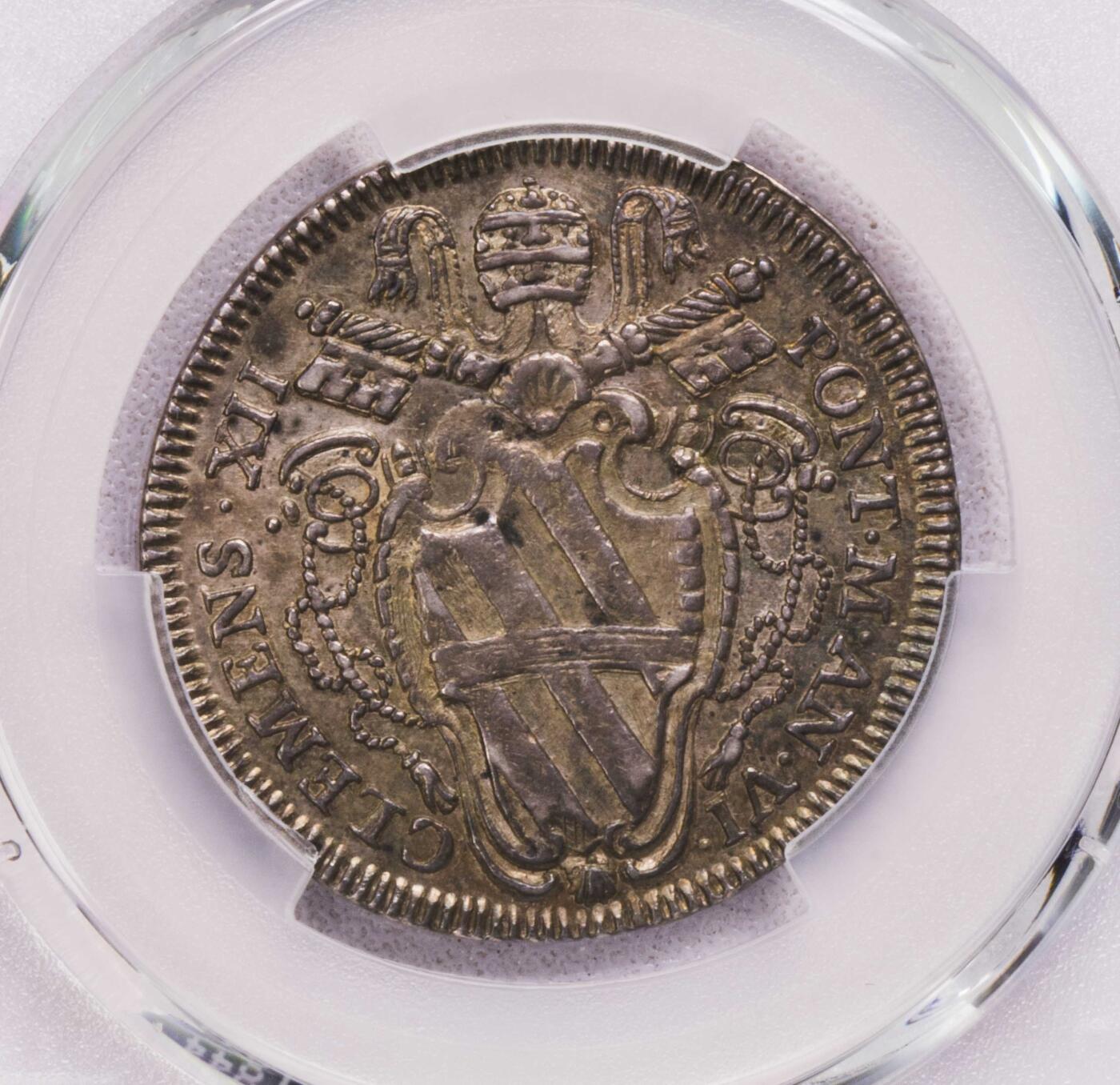 PCGS-AU58 1736教皇国圣经故事Teston银币 冠军