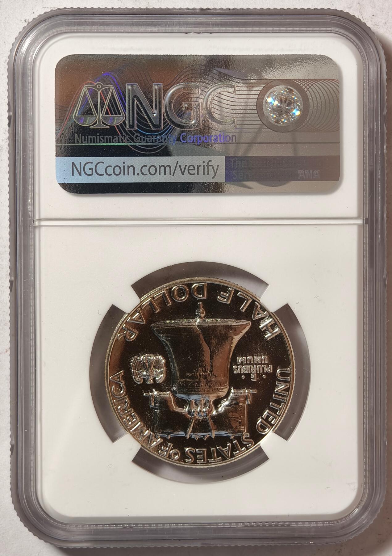紫瑗钱币——第444期  美国 1958年 富兰克林 50美分 半美元 12.5克 0.9银 NGC PF67