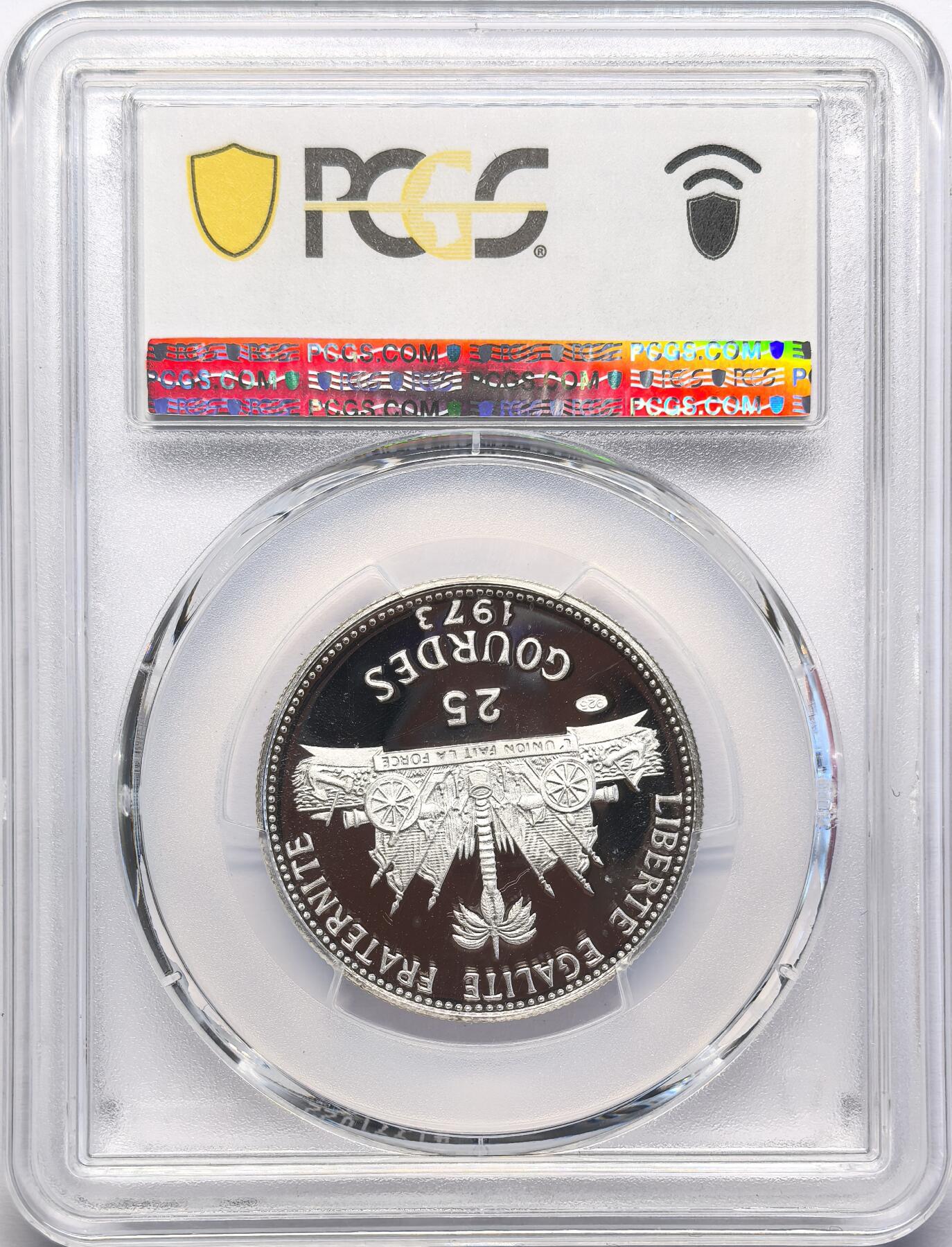 FXS世界钱币微拍第二百八十七期 1973海地哥伦布纪念25G银币精铸PCGS-PF70DCAM