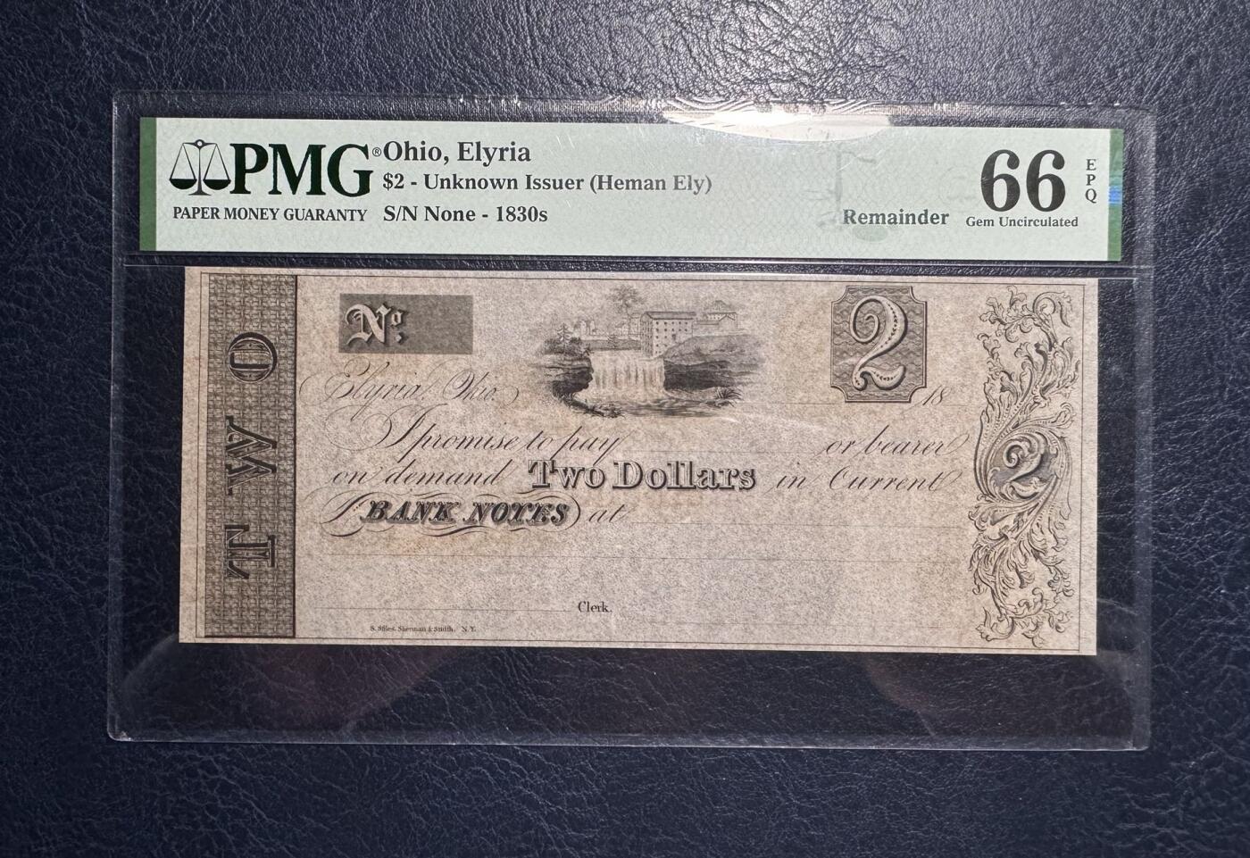 收藏联盟Quantum Auction 第387期拍卖  俄亥俄州1830年2元 PMG66