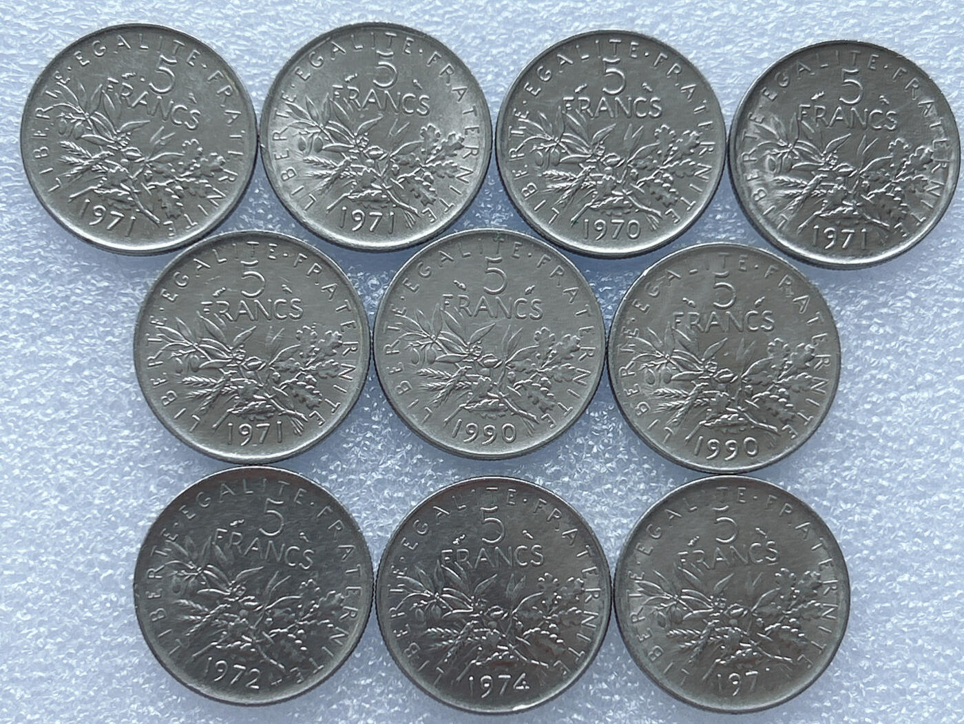 第一海外回流一元起拍收藏 散集专场 第133期 法国5法郎硬币 10枚