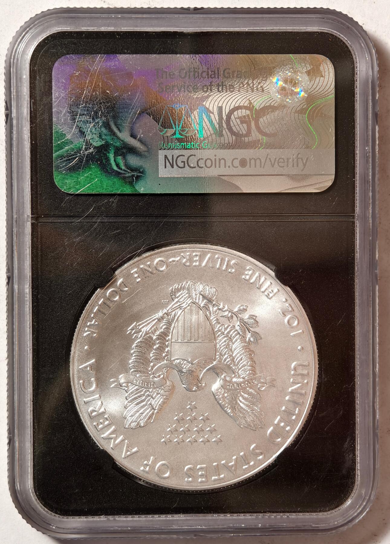 紫瑗钱币——第444期 美国 2017年 行走女神 1盎司 投资银币 NGC MS70 （国会议员 迈克·卡斯特签名版）