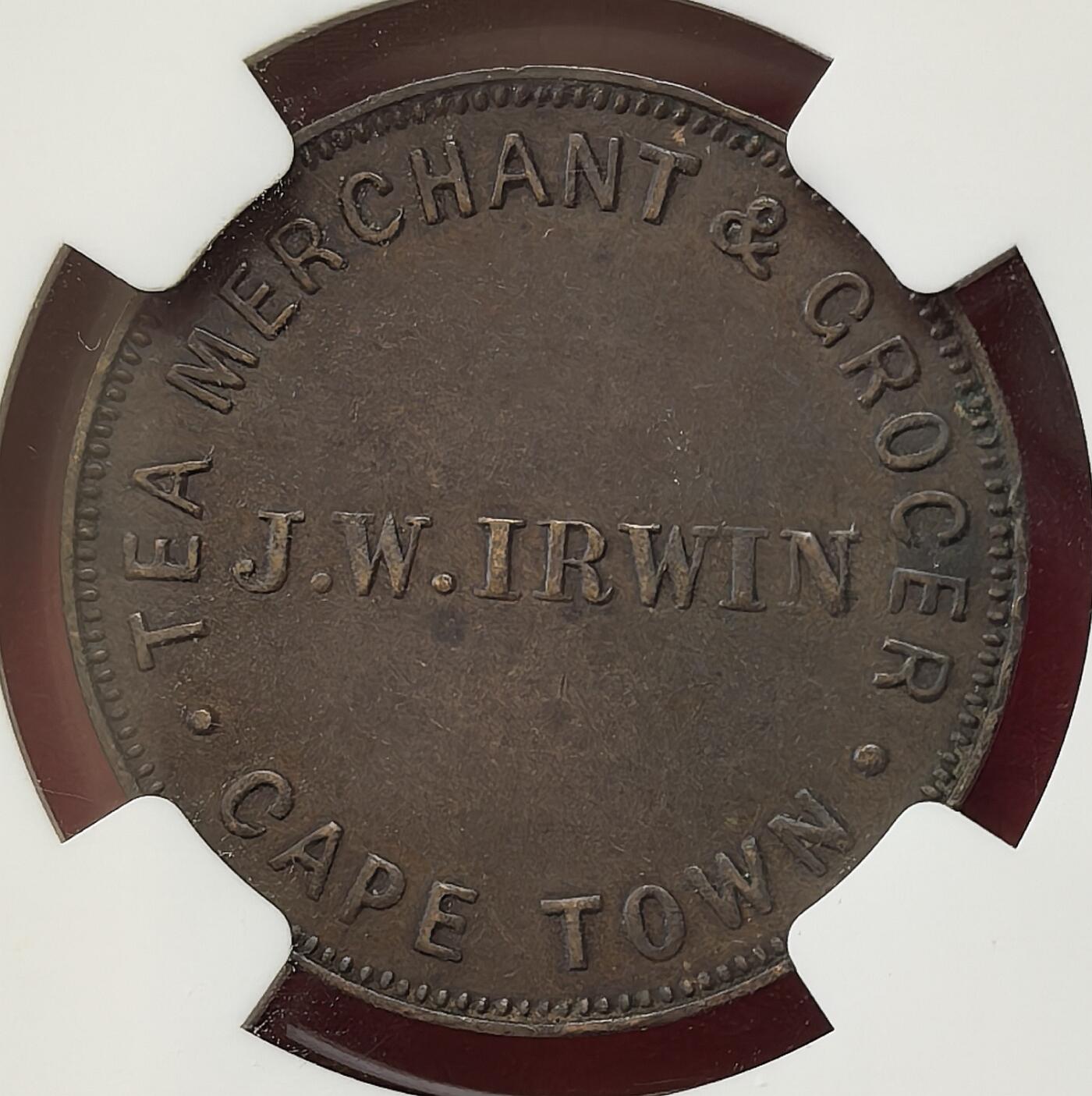 FXS世界钱币微拍第二百八十七期 1879南非好望角IRWIN半便士代用币NGC-AU55珍稀！