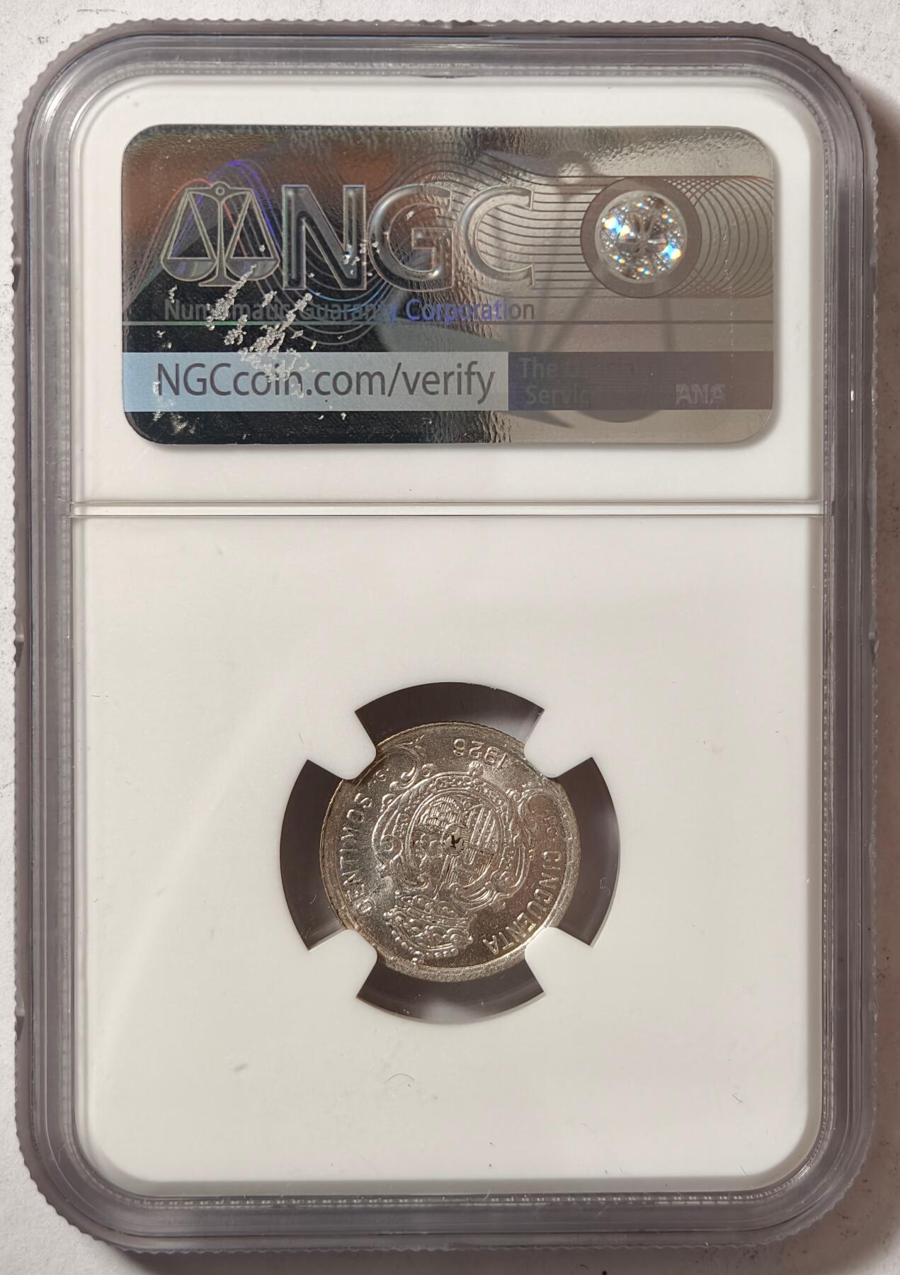 紫瑗钱币——第444期 西班牙 1926年 阿方索十三世 50分银币 NGC MS62