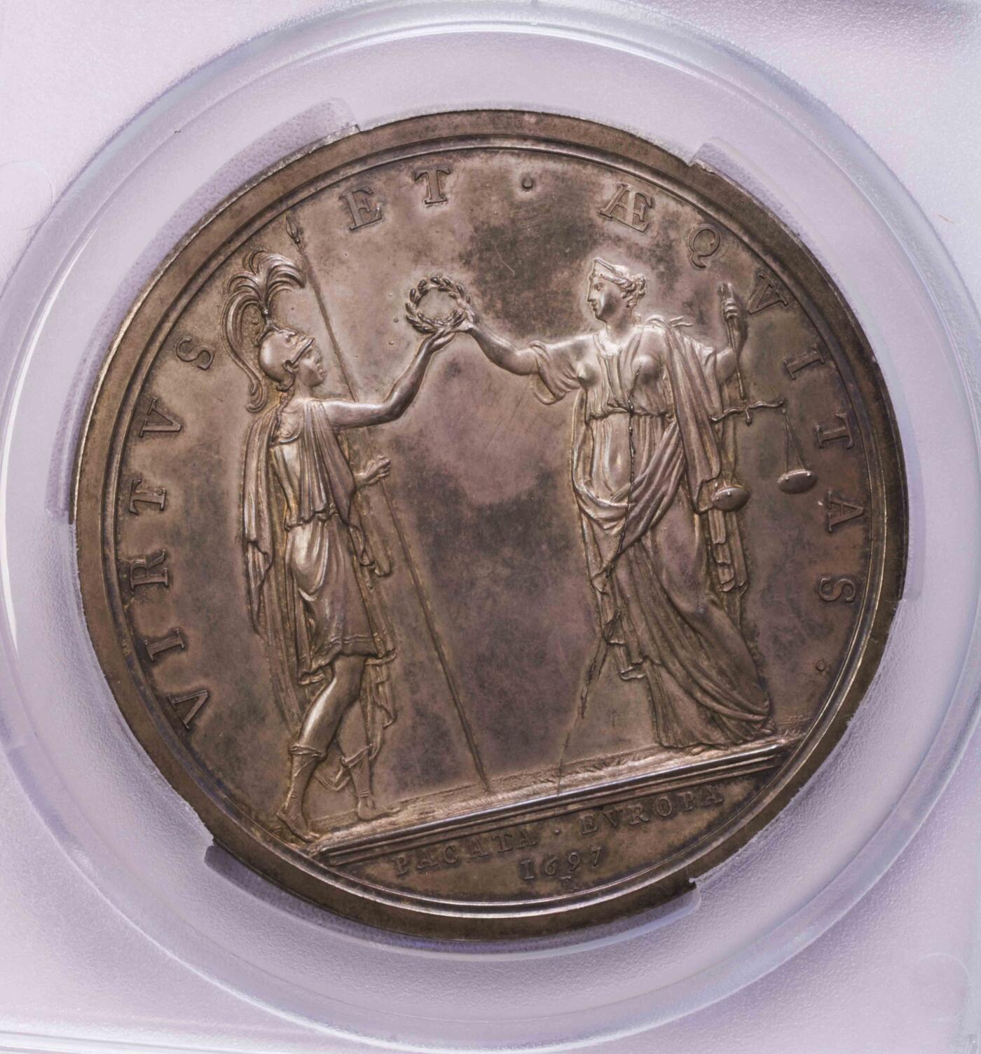 PCGS-SP63 1697英国雷斯维克条约银章 唯一冠军 巨型章
