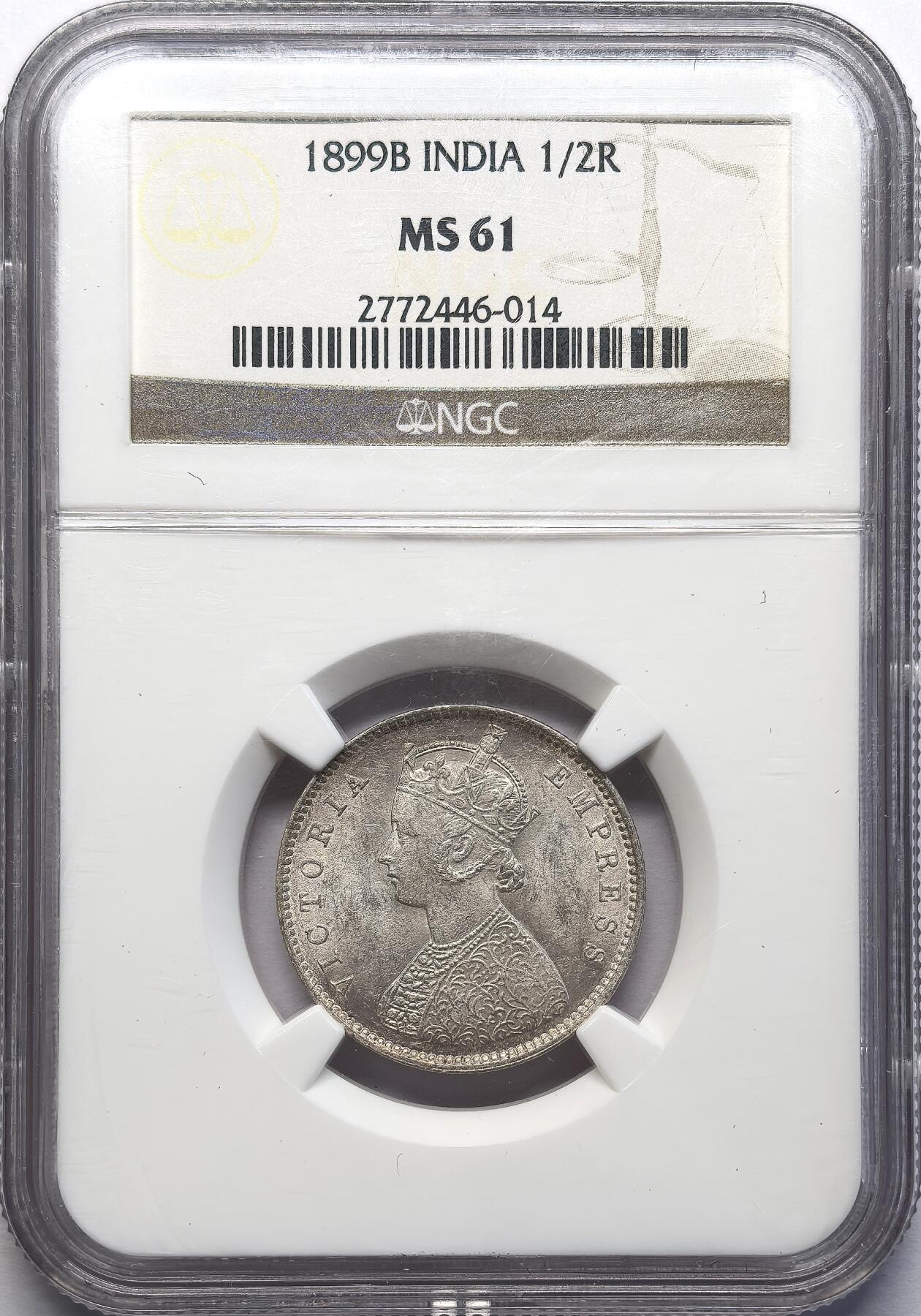 FXS世界钱币微拍第二百八十七期 1899B英属印度小维1/2卢比NGC-MS61