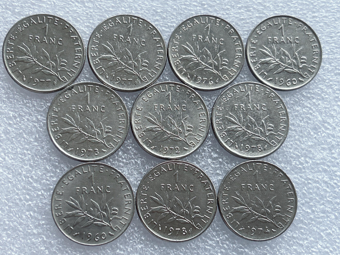 第一海外回流一元起拍收藏 散集专场 第133期 法国1法郎硬币 10枚