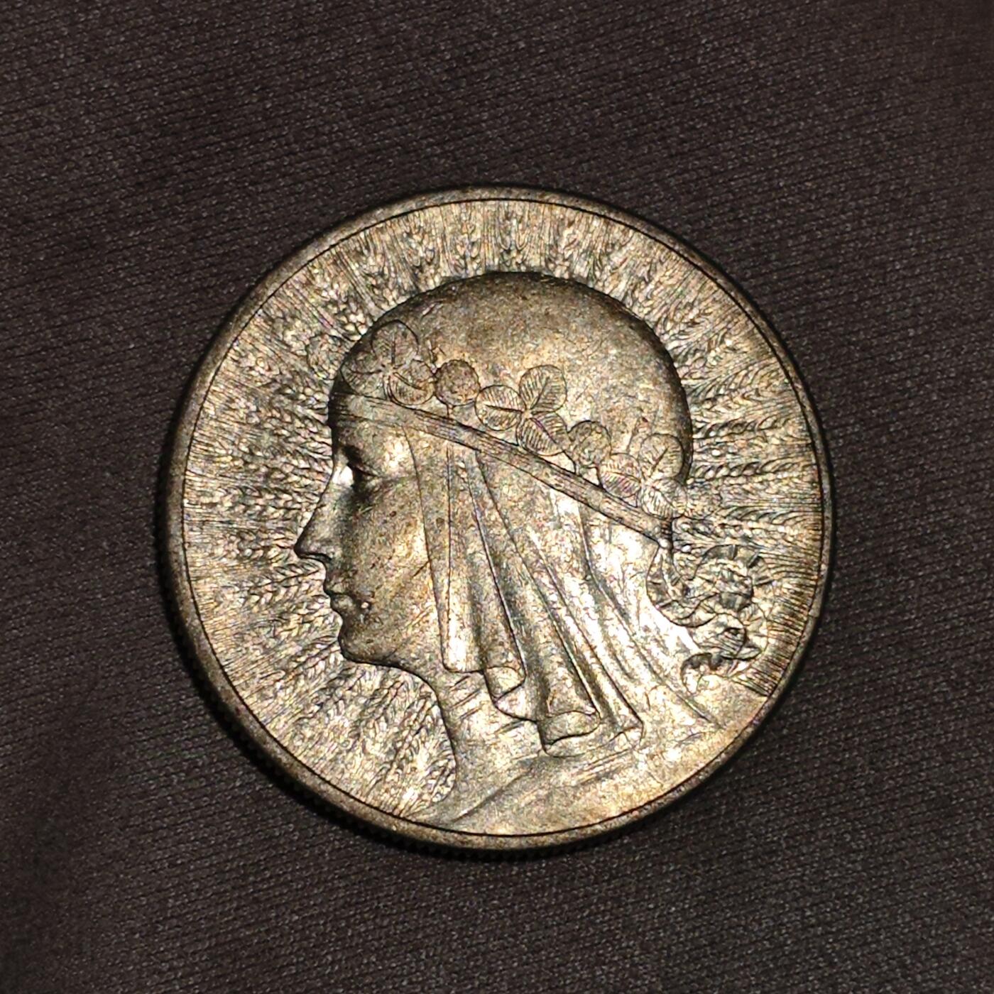 美品波兰谷物女神尼姑头1932年10兹罗提银币