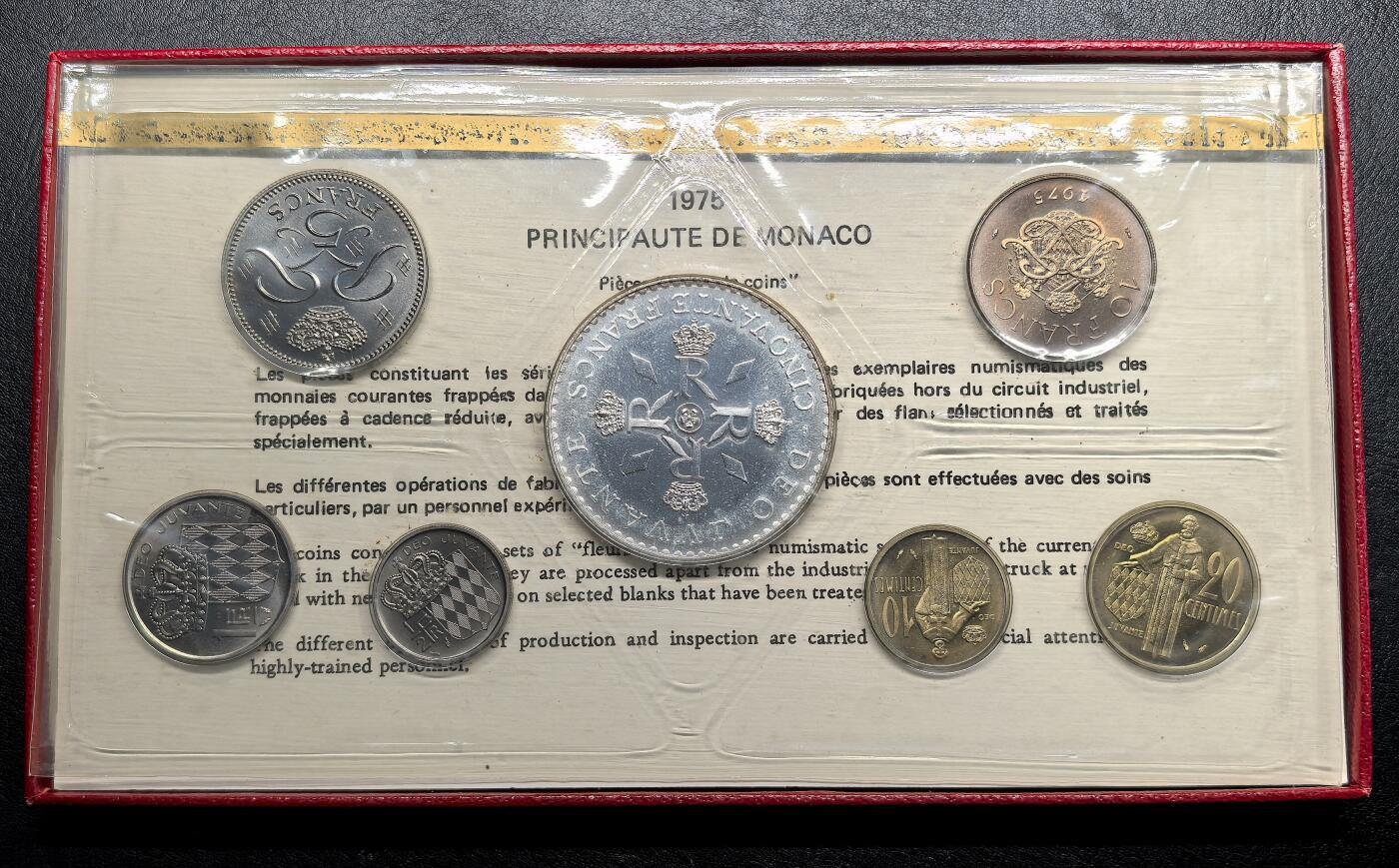 FXS世界钱币微拍第二百八十七期 1975，摩纳哥FDC七枚套原厂塑封。