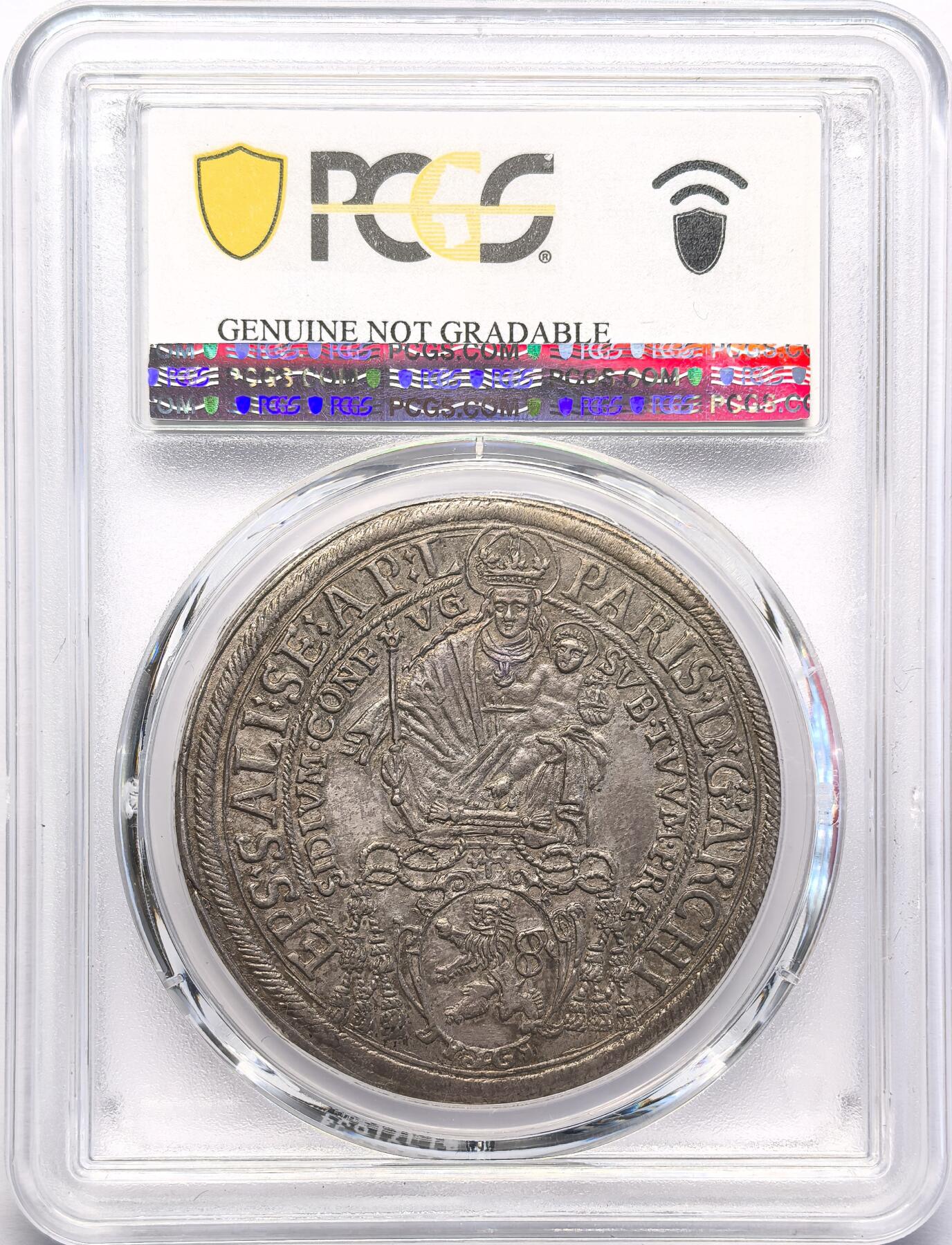 FXS世界钱币微拍第二百八十七期 1637萨尔茨堡圣母抱子泰勒大银PCGS-AUD，细节很好的一枚！