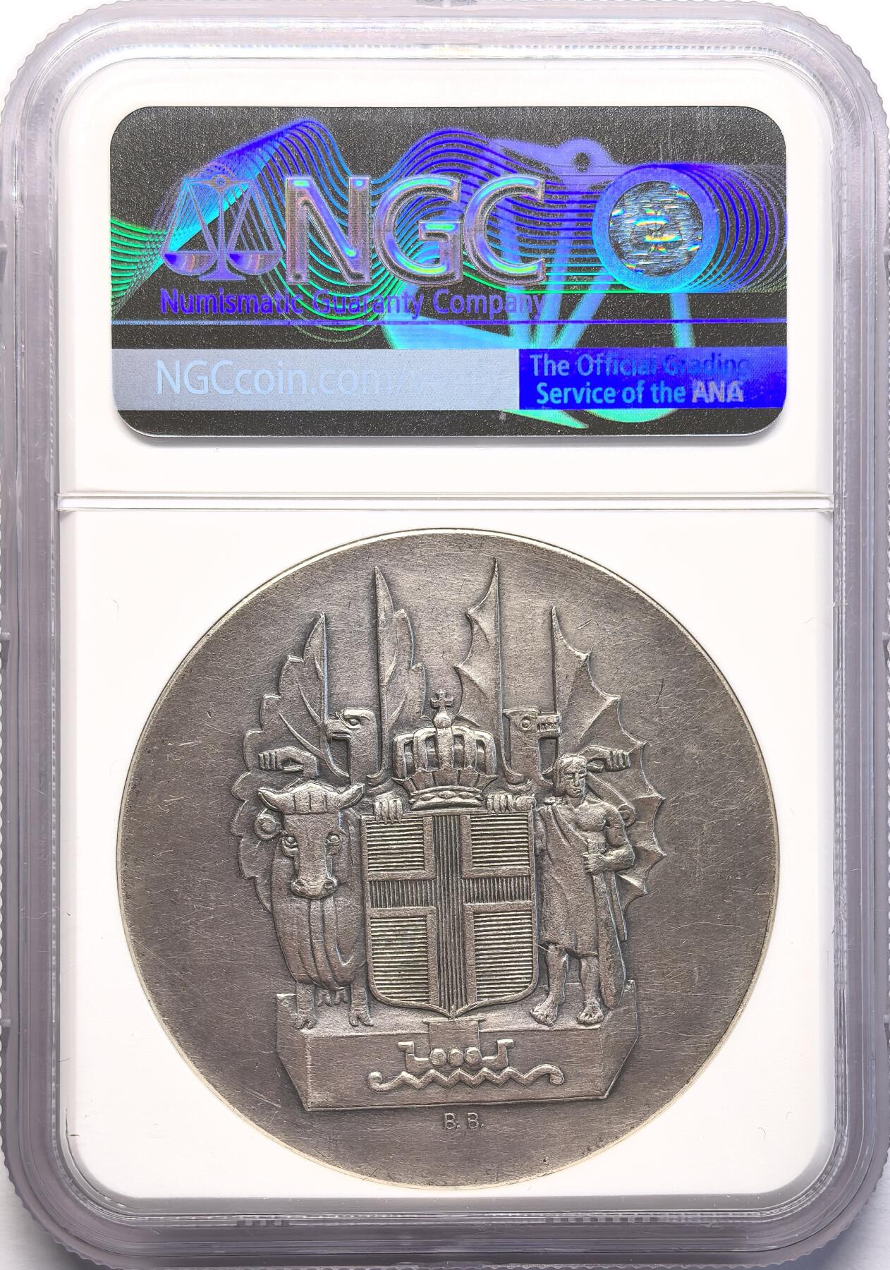 FXS世界钱币微拍第二百八十七期 1930冰岛移民千年纪念10克朗大银NGC-AUD