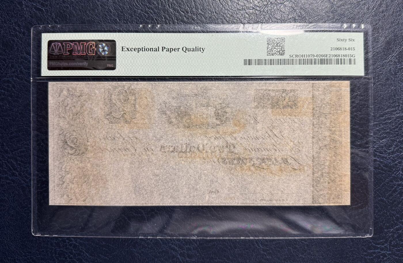 收藏联盟Quantum Auction 第387期拍卖  俄亥俄州1830年2元 PMG66