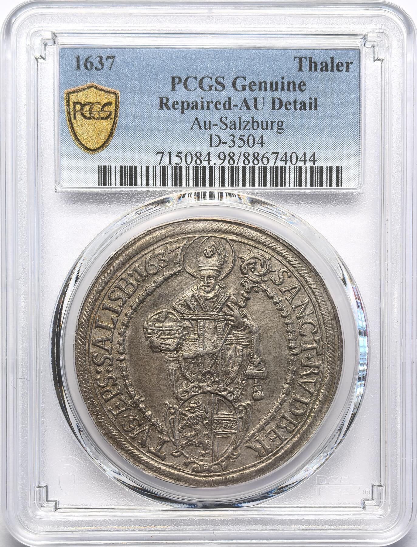 FXS世界钱币微拍第二百八十七期 1637萨尔茨堡圣母抱子泰勒大银PCGS-AUD，细节很好的一枚！