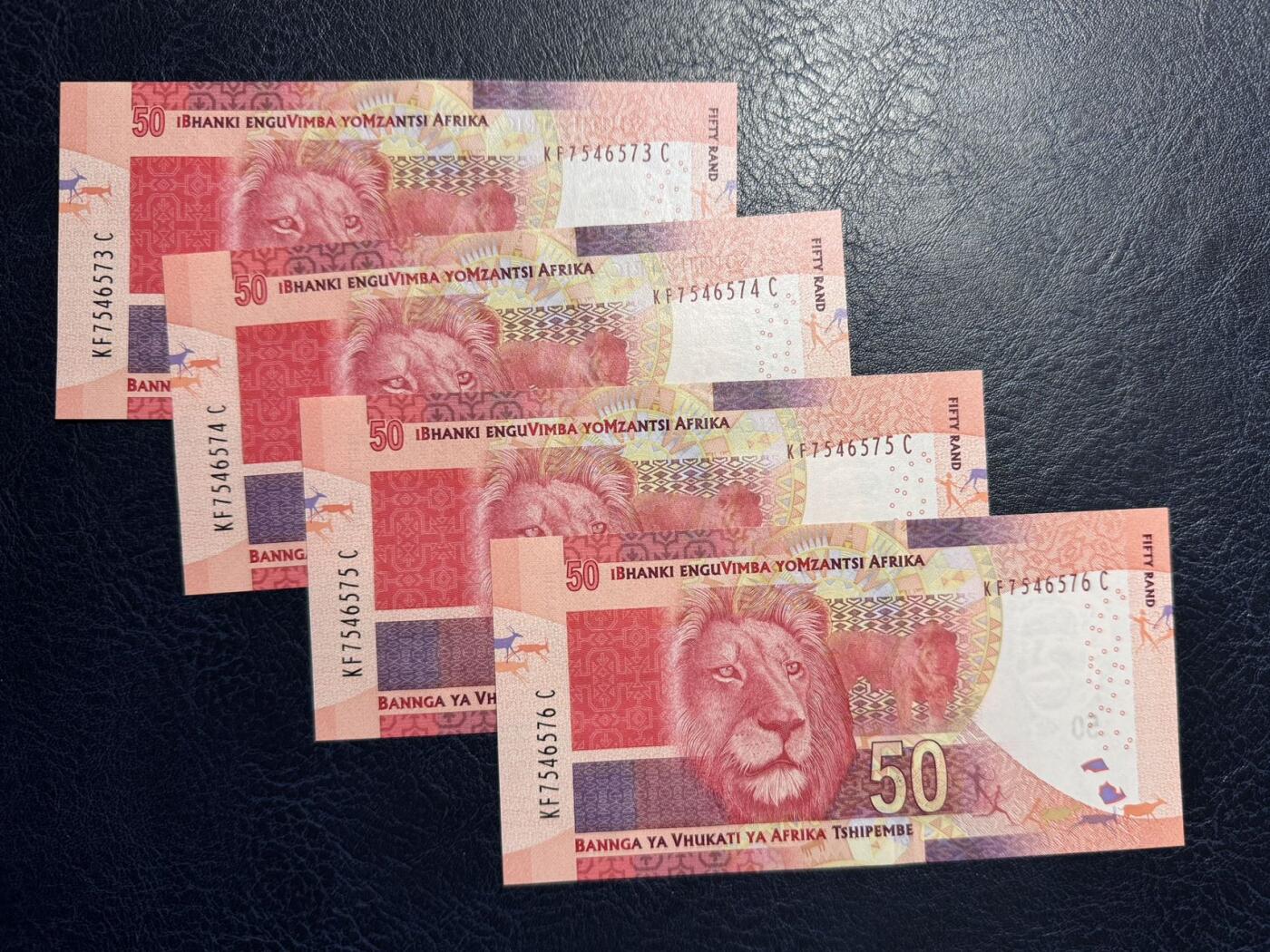 收藏联盟Quantum Auction 第387期拍卖  南非2017年50兰特四张 品相全新UNC