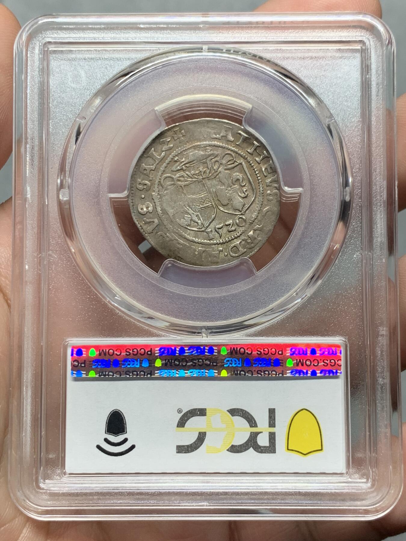 《竞宝斋》第322场 周日，周一，2场连拍 （全场包邮） 唯一亚军分 PCGS AU55 哈布斯堡王朝 1520年 萨尔茨堡  4克鲁泽银币 保存稀少 可藏