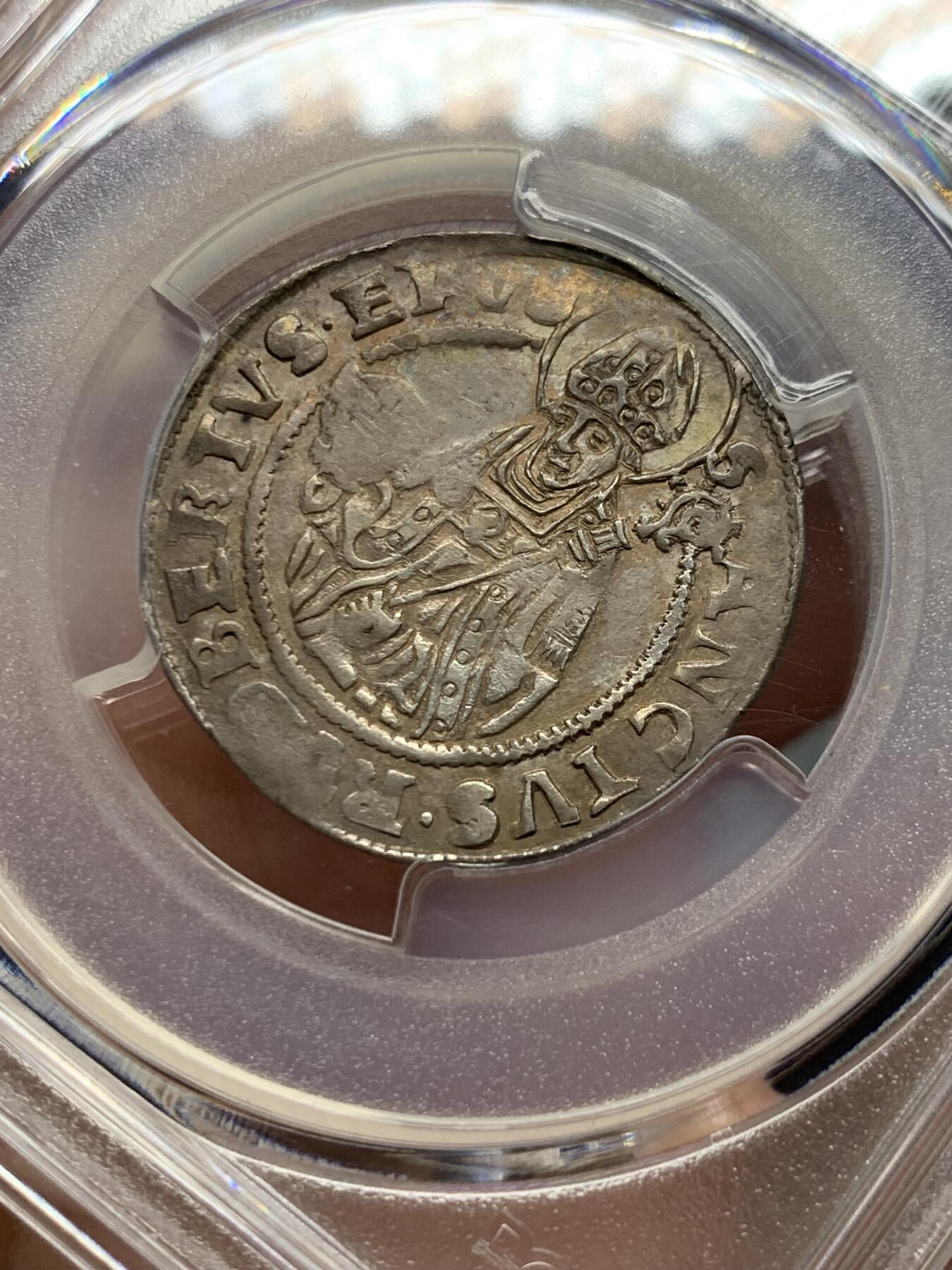 《竞宝斋》第322场 周日，周一，2场连拍 （全场包邮） 唯一亚军分 PCGS AU55 哈布斯堡王朝 1520年 萨尔茨堡  4克鲁泽银币 保存稀少 可藏