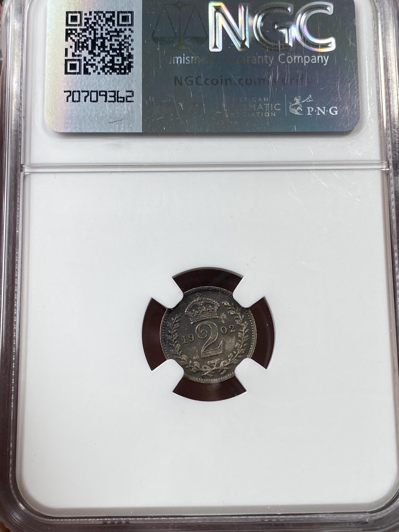 万国钱币拍卖第036期 NGC UNCD～MS64 1902年英国爱德华七世濯足币一套四枚 带原盒（4P评级盒底部破损）