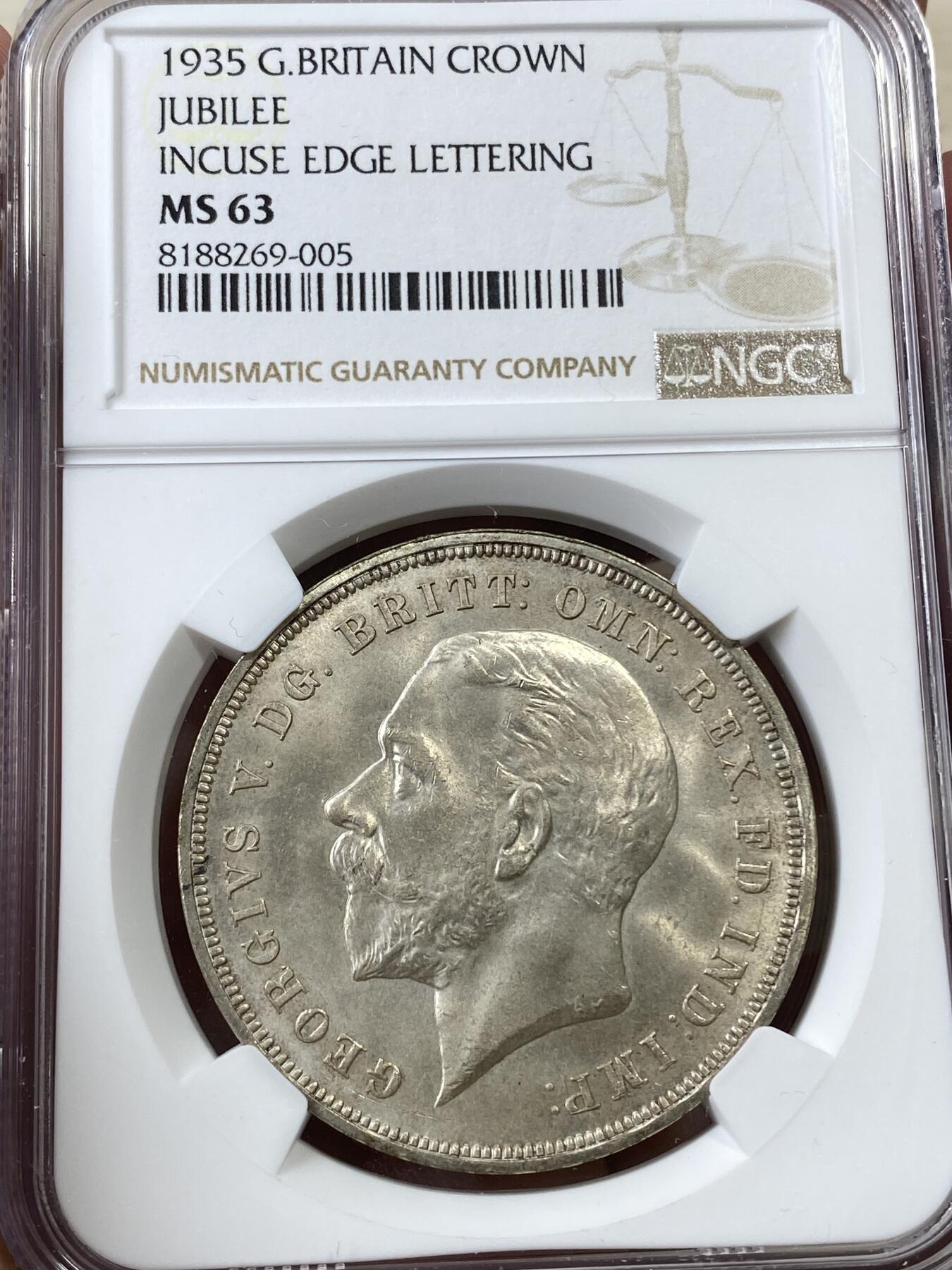 万国钱币拍卖第036期 NGC MS63 1935乔治五世木马剑克朗