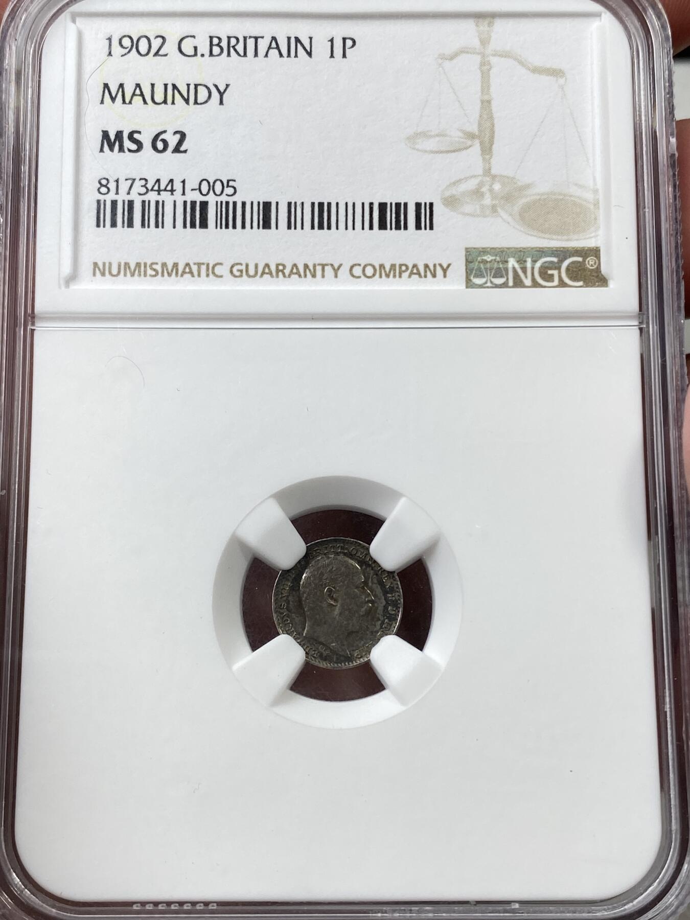 万国钱币拍卖第036期 NGC UNCD～MS64 1902年英国爱德华七世濯足币一套四枚 带原盒（4P评级盒底部破损）