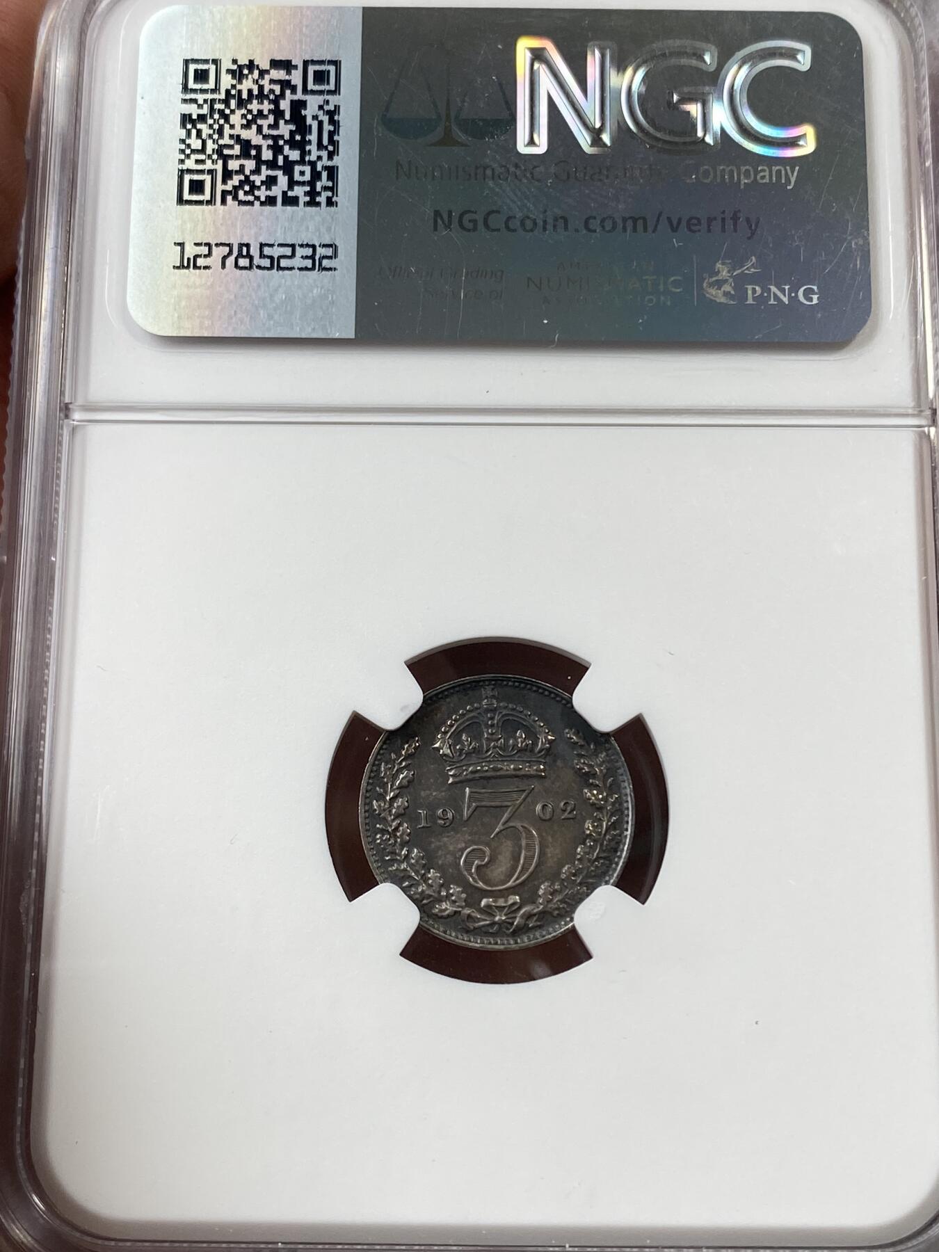万国钱币拍卖第036期 NGC UNCD～MS64 1902年英国爱德华七世濯足币一套四枚 带原盒（4P评级盒底部破损）
