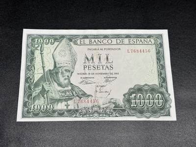 《外钞收藏家》第四百三十五期 - 1965年西班牙1000比塞塔 非全新 有折