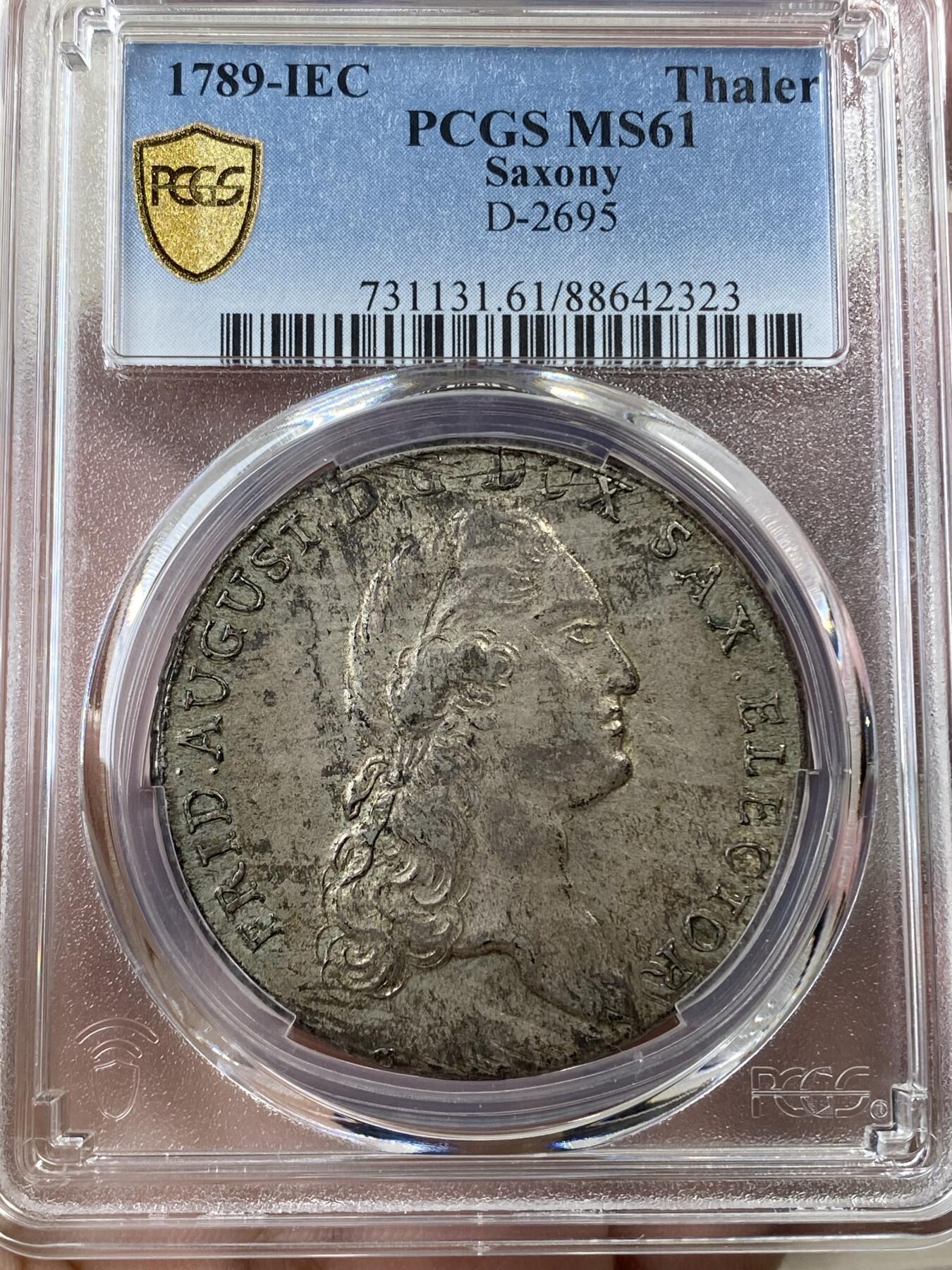 万国钱币拍卖第036期 PCGS MS61 1789年德国萨克森皇冠流通大泰勒 德式原味老包浆 观感远超分数的状态