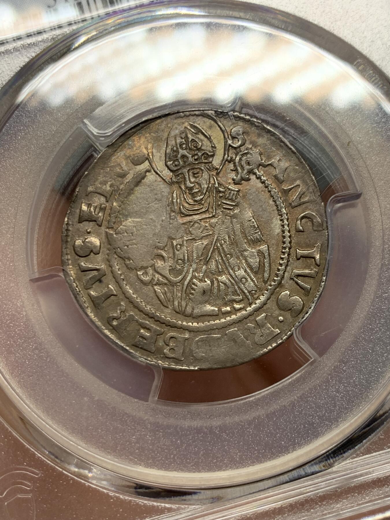 《竞宝斋》第322场 周日，周一，2场连拍 （全场包邮） 唯一亚军分 PCGS AU55 哈布斯堡王朝 1520年 萨尔茨堡  4克鲁泽银币 保存稀少 可藏
