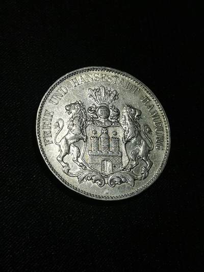 臻藏泉阁国内外钱币 - 德国汉堡5马克银币