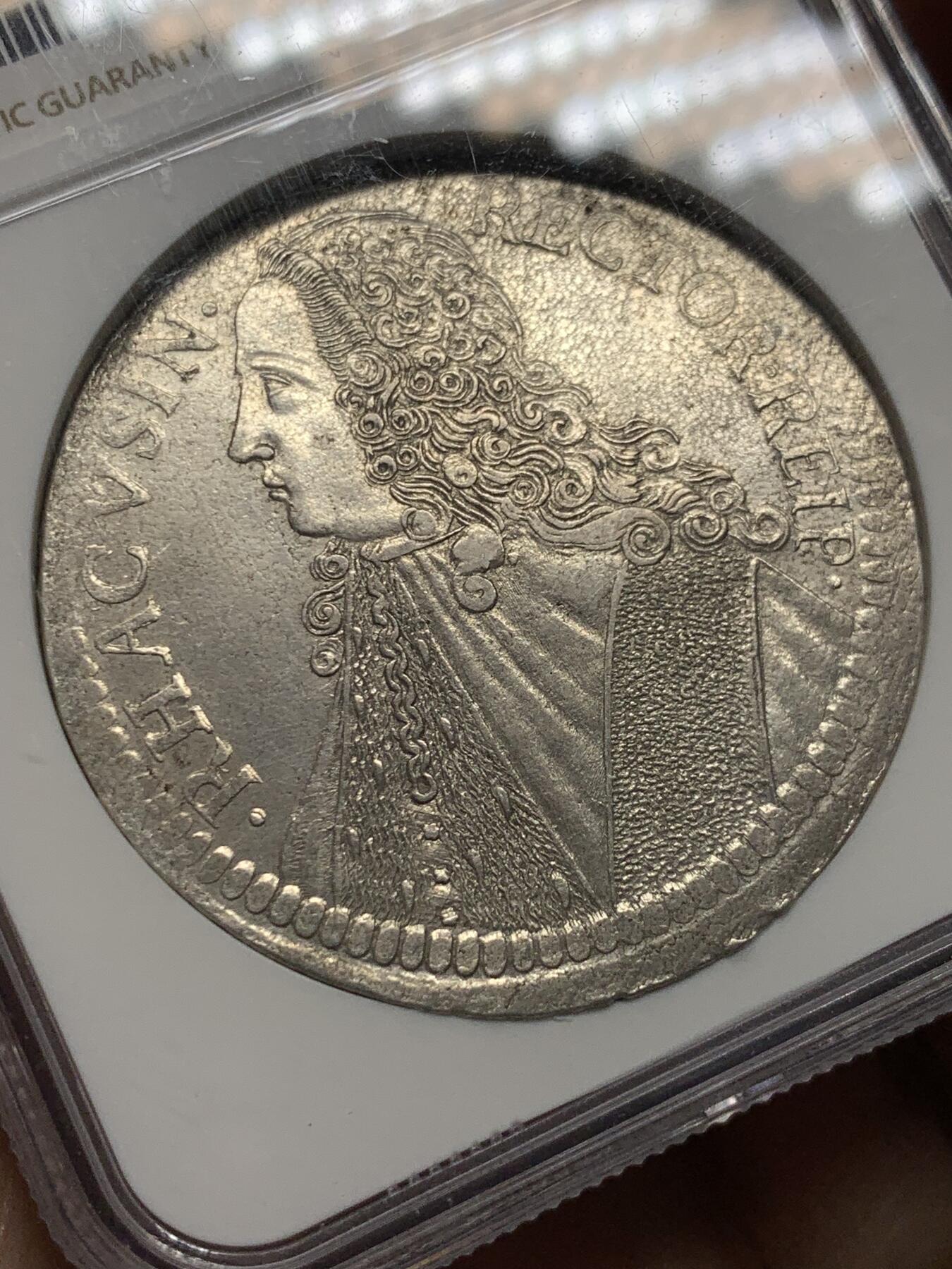 《竞宝斋》第323场 周日，周一，2场连拍 （全场包邮） NGC UNC 拉古萨 1762年 泰勒大银币 人物打制清晰 值得收藏