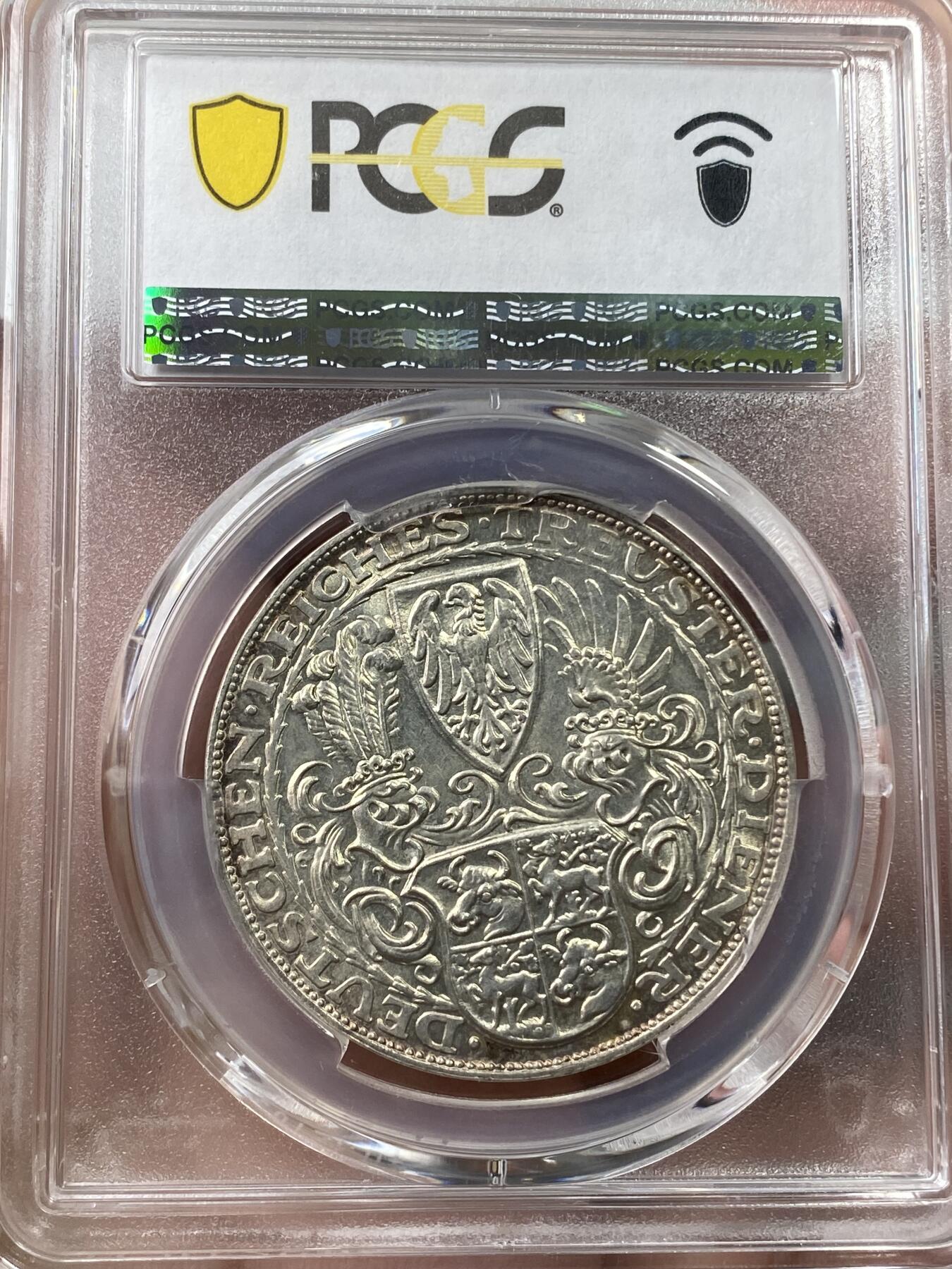 万国钱币拍卖第036期 PCGS SP64 1927年德国魏玛共和国总统兴登堡80大寿纪念流通5马克币章 哥茨名品
