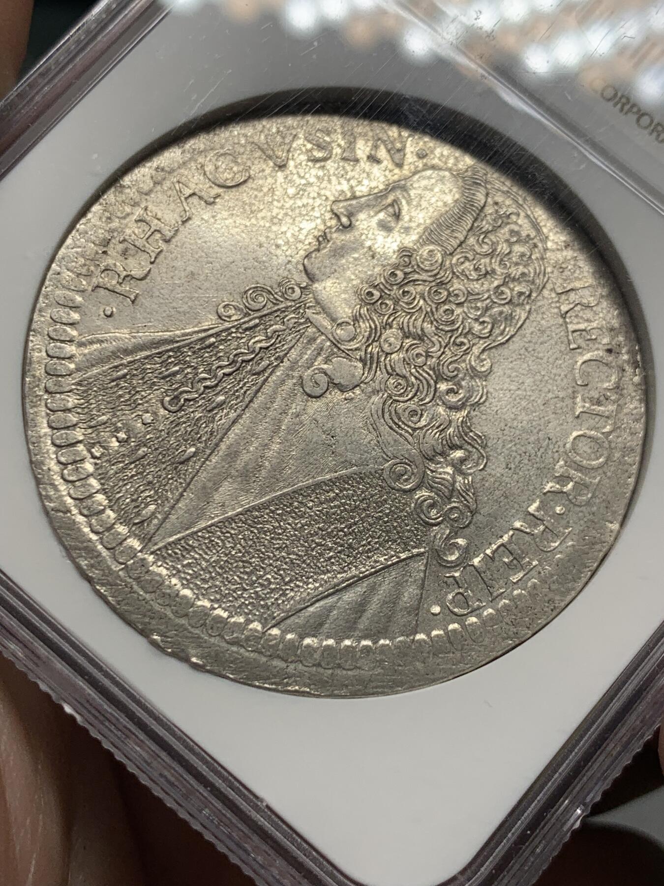 《竞宝斋》第323场 周日，周一，2场连拍 （全场包邮） NGC UNC 拉古萨 1762年 泰勒大银币 人物打制清晰 值得收藏