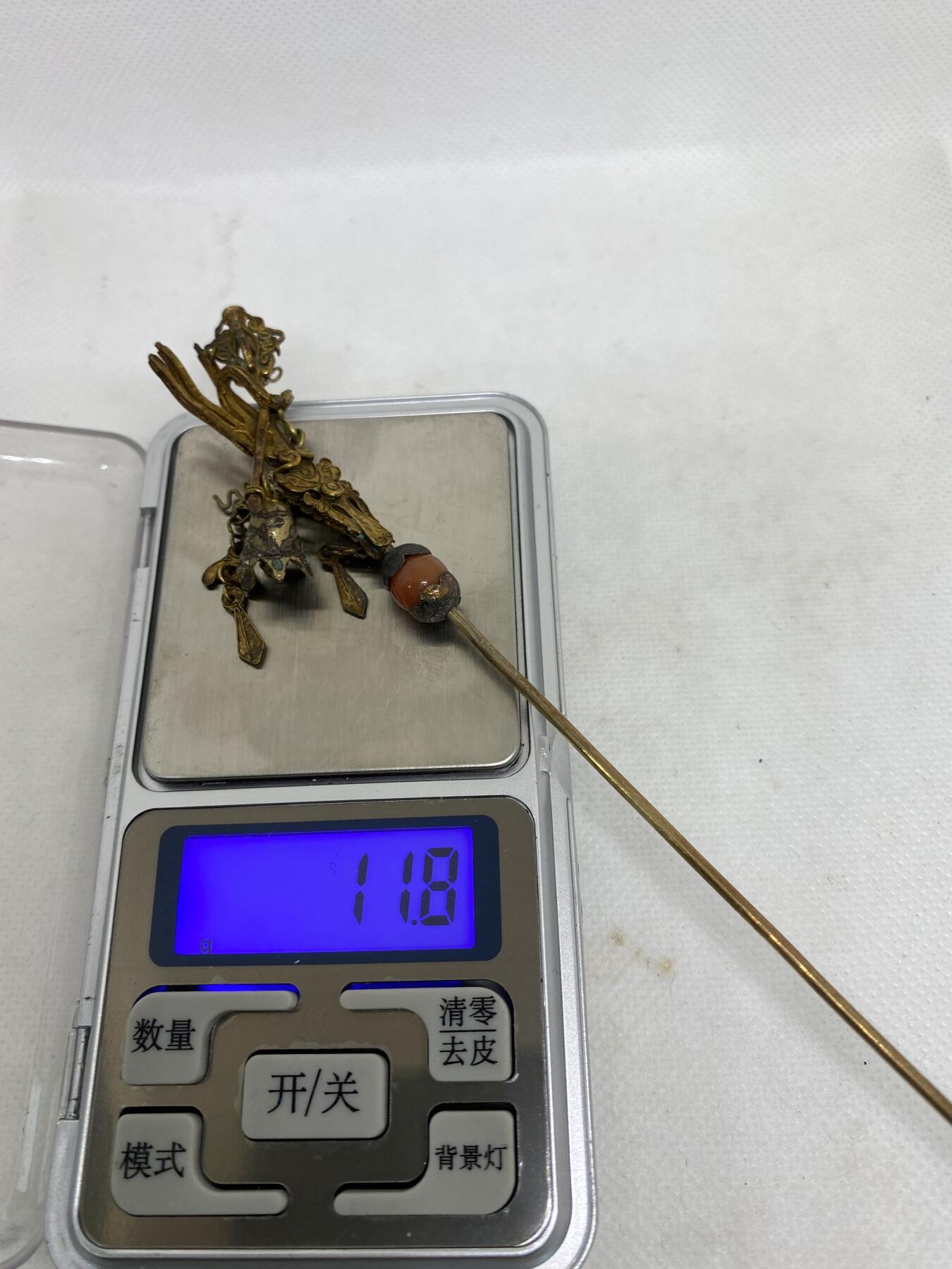 老银鎏金佛手簪子，尺寸17厘米，品相如图，1500包快递