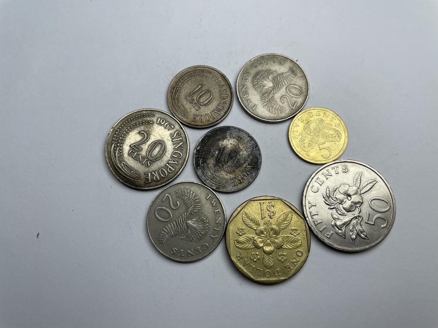 每日一拍，2024年集古藏今外币拍卖第十七期-第2场—（总第162拍），可以寄存60天，满160元包邮。 新加坡各面值8枚