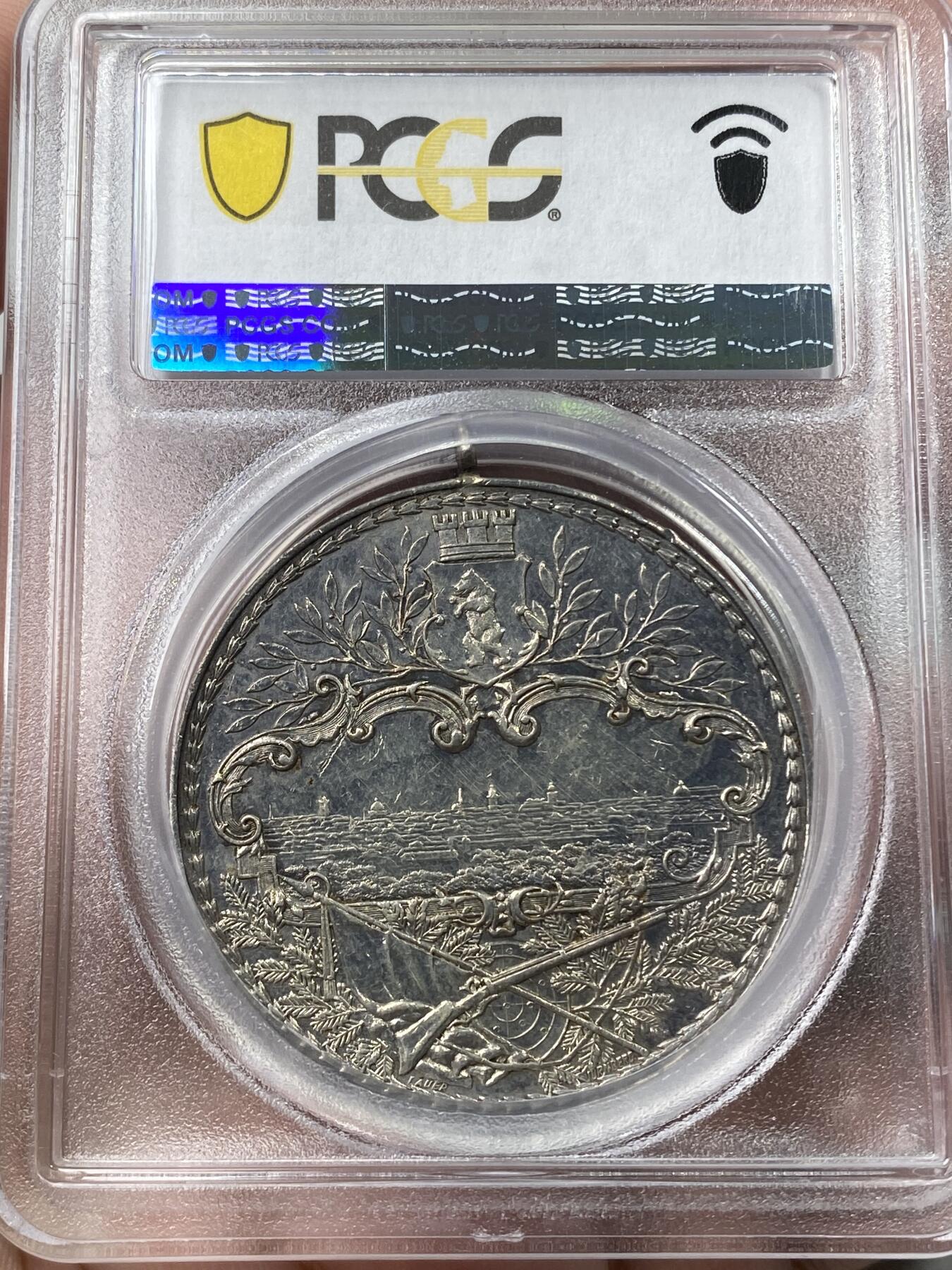 万国钱币拍卖第036期 PCGS MS61 1890年德国勃兰登堡-柏林射击节大银章 好品极难的柏林城市景观大银章