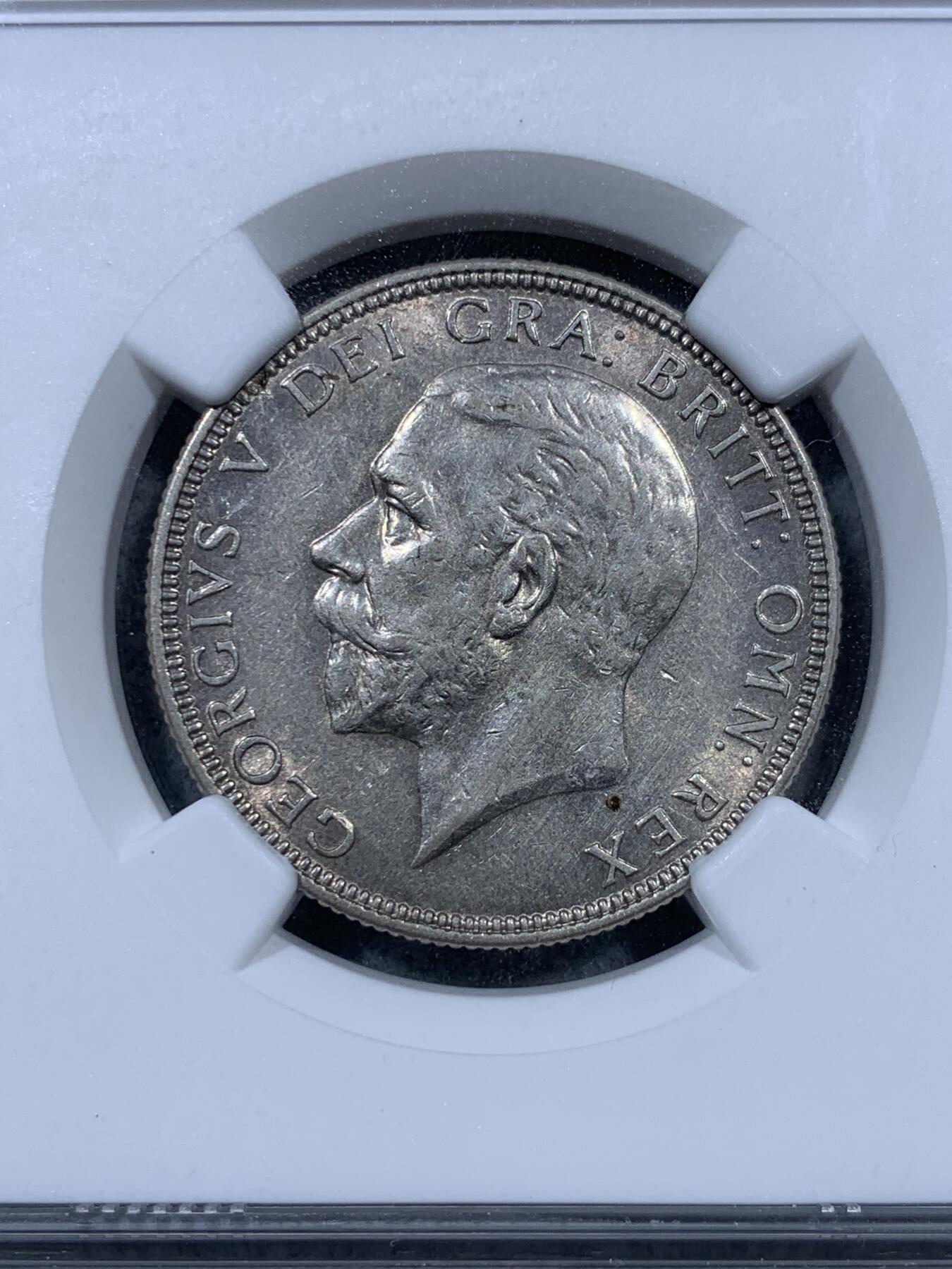 《竞宝斋》第323场 周日，周一，2场连拍 （全场包邮） NGC AU55 英国1936乔治五世1弗洛林银币 背面UNC转光明显