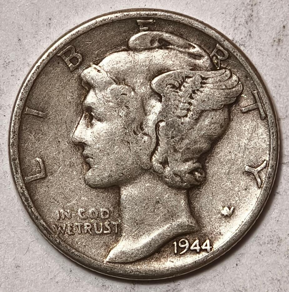 紫瑗钱币——第464期 美国 1944年 墨丘比利 小飞侠 10美分 2.5克 0.9银