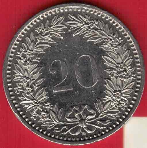 瑞士2010年20生丁(20分) 欧洲硬币 品相如图 UNC-
