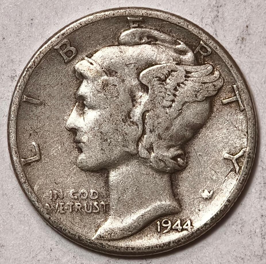 紫瑗钱币——第464期 美国 1944年 墨丘比利 小飞侠 10美分 2.5克 0.9银