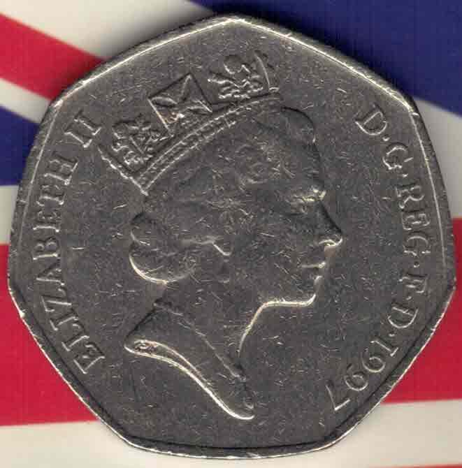 英国1997年50便士 欧洲硬币 实物如图