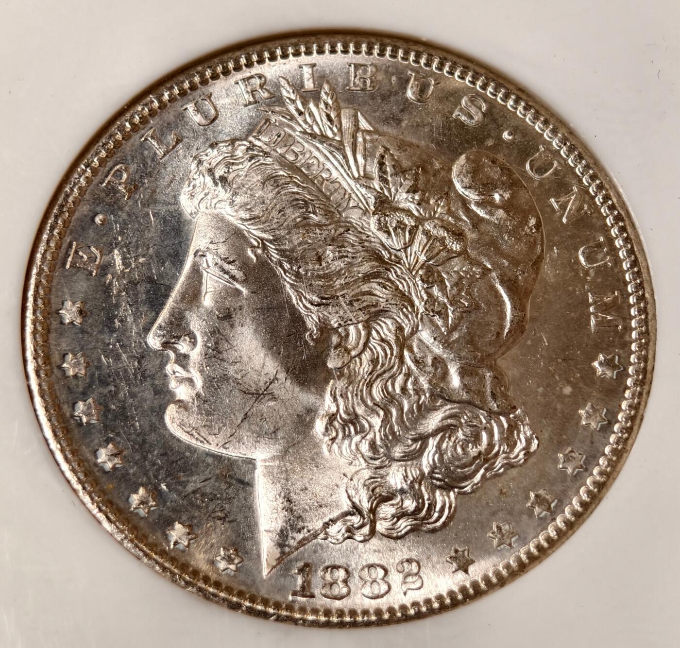 紫瑗钱币——第446期 美国 1882年 S版 摩根 大头妹 1美元 银币 NGC MS64