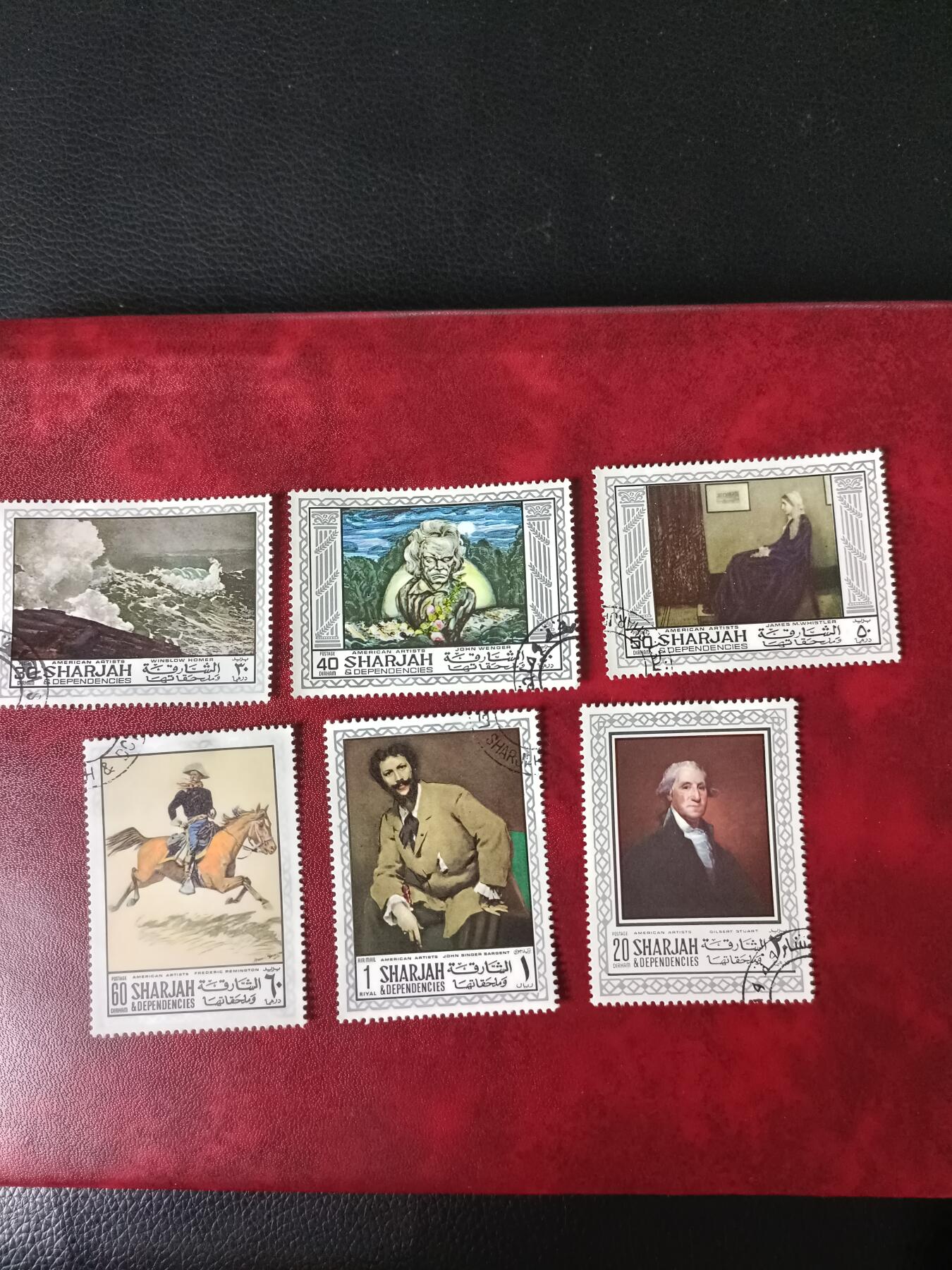 45外国邮票 沙迦 绘画系列6枚 销票