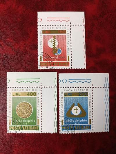 41外国邮票 梵蒂冈1976圣餐大会3全 盖销 所见即所得 - 41外国邮票 梵蒂冈1976圣餐大会3全 盖销 所见即所得