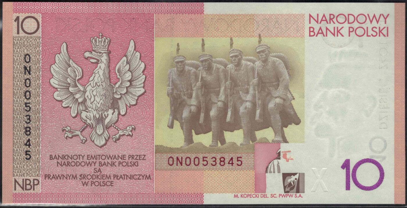波兰2008年10兹罗提 重新独立90周年纪念钞 带原册 欧洲 实物图 UNC      