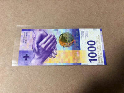 【Blue Auction】✨世界纸币精拍第569期【精】 -  瑞士 2017年 手版 1000法郎 全新UNC 设计精美