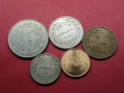 外国硬币 约旦老版一套五枚