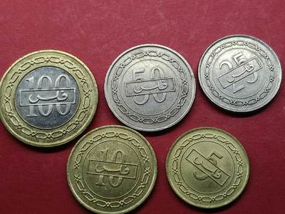 外国硬币 巴林硬币一套五枚