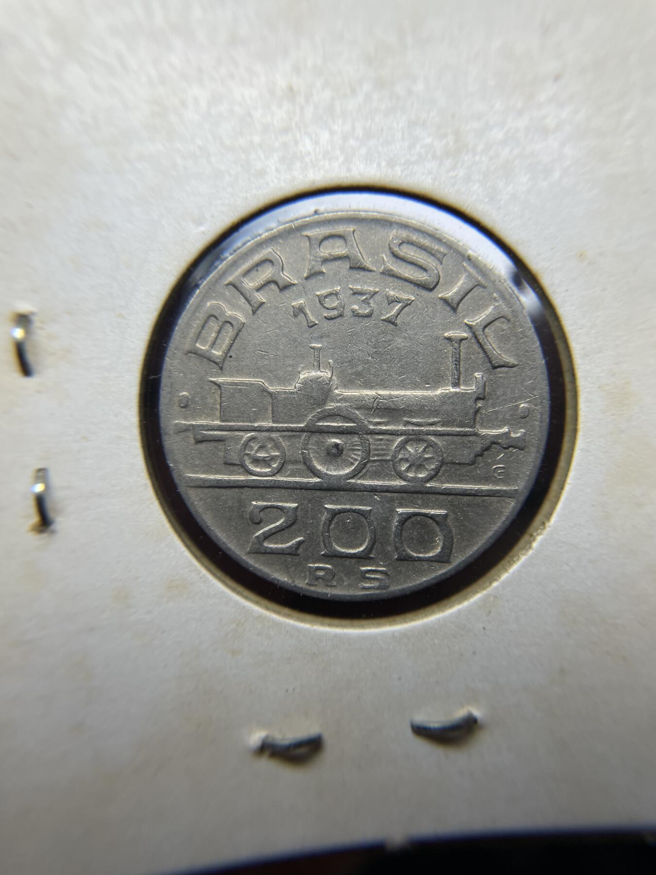 每日一拍，2024年集古藏今外币拍卖第十七期-第3场—（总第163拍），可以寄存60天，满160元包邮。 1937年巴西200瑞斯