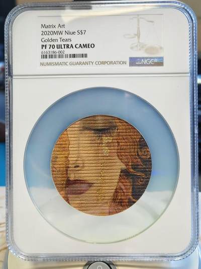 【海寕潮】拍卖第133期【上海云洲币展专场】 - 【海寧潮】纽埃2020年克里姆特名画黄金眼泪纪念银币NGC-PF70无盒无证书，999银，3盎司，发行量500枚